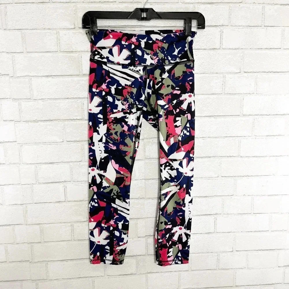 Lululemon Pop Cut Boom Juice Multi Cropped Wunder Under Pull On Leggings Size 4
